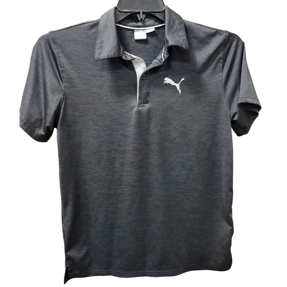 Puma Boys XL (18-20) Gray Golf Polo Shirt Short Sleeve‎ Athletic Activewear